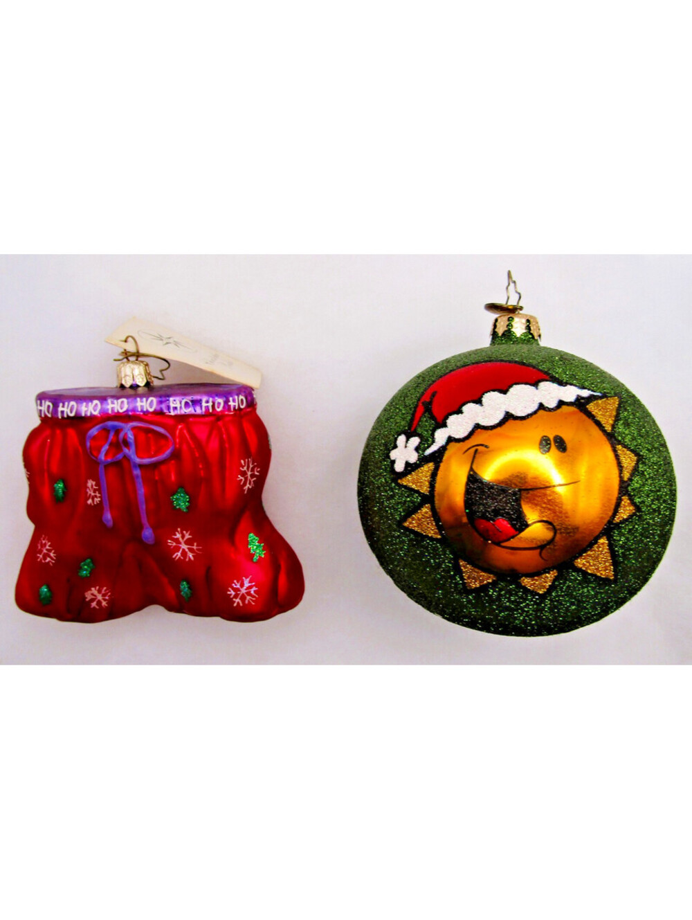 Christopher Radko Two Ornaments Tree Trunks and Al Roker Ball with Tags